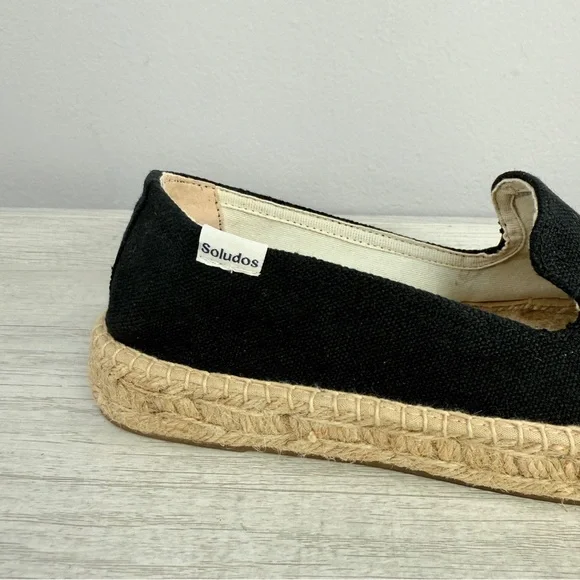 Like New! Soludos Platform Smoking Slippers Black canvas Espadrilles size 6.5 - Picture 4 of 14